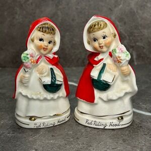 Vintage Relco Japan Red Riding Hood Salt and Pepper Shakers Ceramic Mid Century